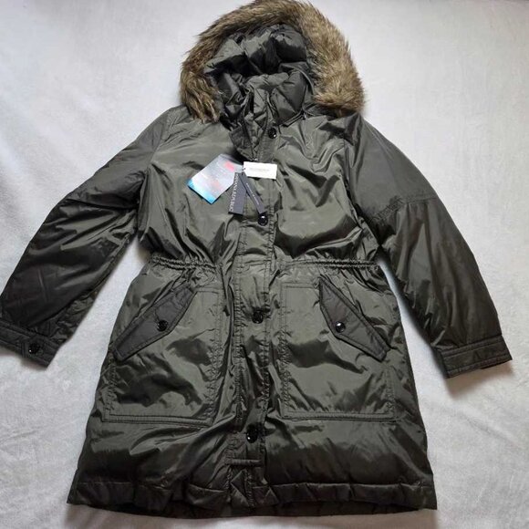 New XL Banana Republic water resistant parka with removable hood in olive - Picture 3 of 12